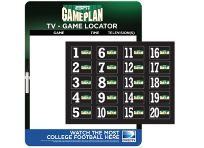 ESPN GAMEPLAN<br>TV-GAME LOCATOR BOARD