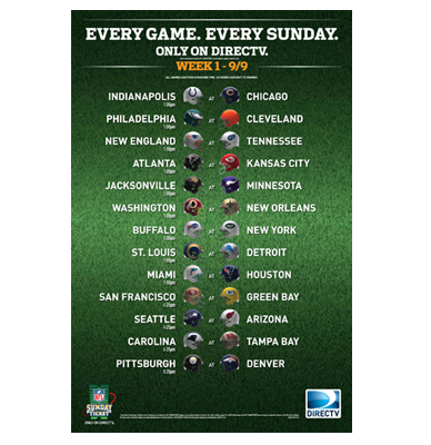 NFL SUNDAY TICKET™<br />HANGING GAME SCHEDULE PAD